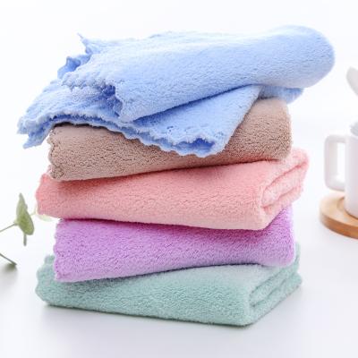 China Soft 4 5 6 12 Pieces Pack Cute Baby Coral Fleece Small Square Towel Plain Stripe Color Newborn Toddler for sale