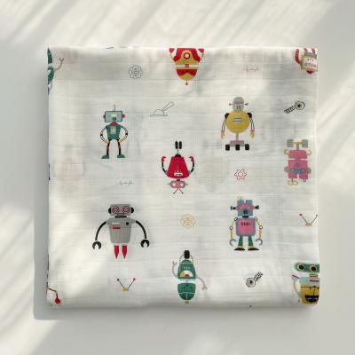 China Cheap Anti-pilling Rainbow Edge 30% Cotton 70% Infant Muslin Infant Receiving Bamboo Gauze 2 Layer Custom Wholesale Printing Receiving To Wrap Bla for sale