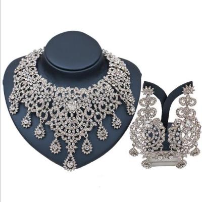 China New CLASSIC Fashion Glass Owl Crystal Banquet Necklace Earring Two Piece Set Jewelry for sale