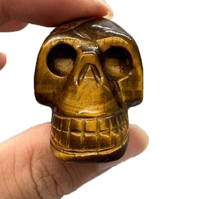 China Europe Factory Sale Healing Gemstone Crafts 3cm Tiger Eye Crystal Skulls Decoration for sale