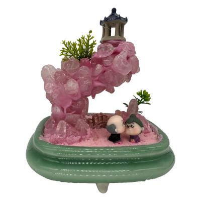 China China Factory Direct Natural Crystal Crafts Rose Quartz Bonsai Rockery Hill For Gifts for sale