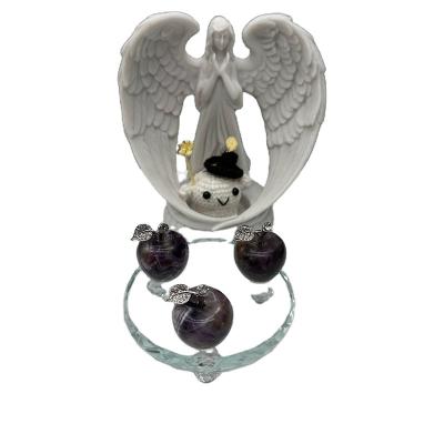 China Christamas Home Decoration Wholesale Amethyst Crystal Apple Carved Craft Crystal Christmas Apples Ornament Tree Decoration for sale