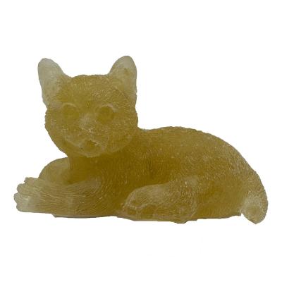 China China Natural Citrine Crystal Chips Resin  Fortune Cat  Figurines  Ornaments Crafts for sale