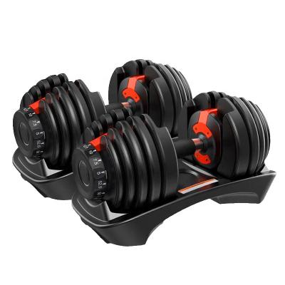 China Universal New Style 24kg 52.5LB Hand Held Adjustable Dumbbell Weighs Gym Fitness Exercise Equipment for sale