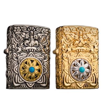 China Custom Logo Cigar Lighter Creative Trendy Advanced Craftsmanship Retro Cool Gift Chinese Style Personality Picture Windproof for sale