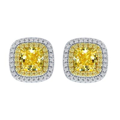 China Others Classic DF Star Women's Ring Inlaid Ice 66 Cushion Shaped Flower Cut 925 Silver Earrings for sale