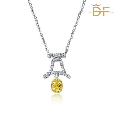 China TRENDY Gold Small Egg Shaped Bell Diamond Necklace 925 34 High Carbon Silver With 4 Bead Chain for sale