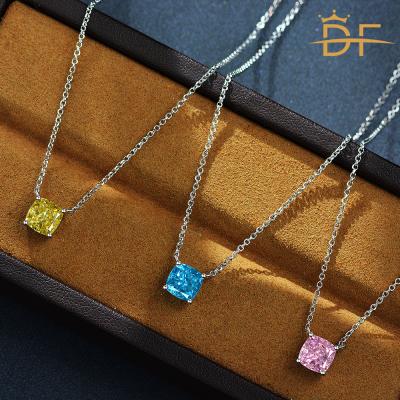 China FASHIONABLE 77 Single Ice Cream Pillow Shaped Flower Cut Cross Pendant Necklace 40+3 High Carbon Diamond Chain 925 for sale