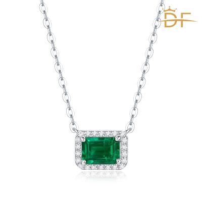 China Hot Sale Sterling Silver Womens Jewelry Square Emerald Necklace unique design TRENDY for sale