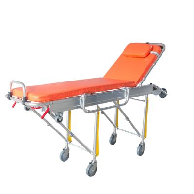 China Emergency Medical Loading Folding Ambulance Stretcher With Aluminum Alloy Railing for sale