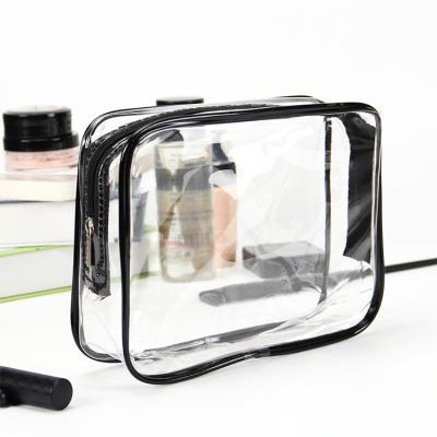 China Eco-Friendly Zippered Clear Makeup Bags PVC Transparent Waterproof Wholesale Cosmetic Bag for sale