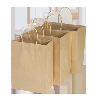 China Eco Friendly Recyclable Accept Custom Logo Printed Gift Brown Kraft Paper Bags With Handles for sale