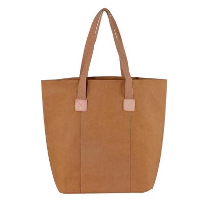 China New design printing custom fashion large capacity recyclable brown washable kraft paper bag for sale