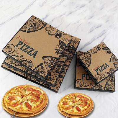 China Custom Eco Friendly Recycled Materials Logo Wrinkled Take Out Pizza Box Kraft Paper for sale