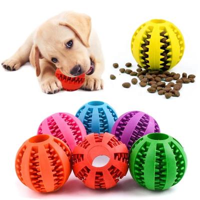 China Stocked Tough Durable Interactive Rubber Dog Treat Toy Balls Bite Resistant Chew Toys Tooth Cleaning Food Leakage Feeder Toys for sale