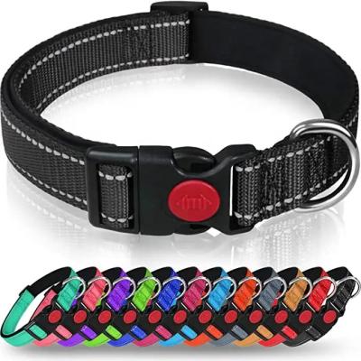 China Reflective Nylon Dog Collar Adjustable Safety Buckle Strong Reflective Durable S-M-L for sale