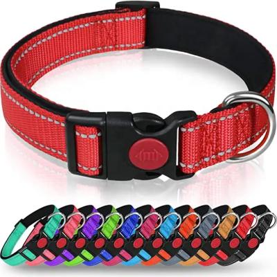 China Reflective Adjustable S-M -L Nylon Durable Collars 4 Colours 3 Sizes Reflective Dog Collar for sale