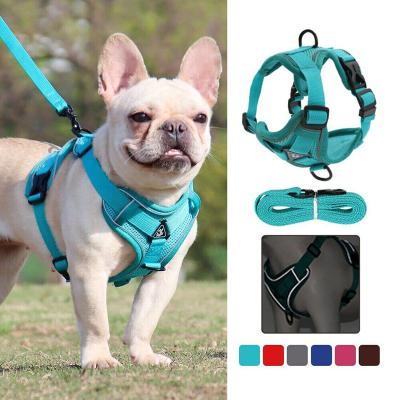 China Padded Manufacturers Free Sample Neoprene Adjustable Pet Harness Reversible Dog Harness Set Luxury design Custom Dog Harness for sale