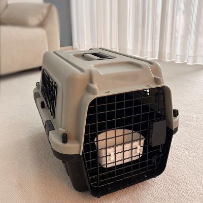 China Plastic Airline Stocked A.I.T.A Approved Dog Transport Box Pet Cages Travel Crates Kennel for sale