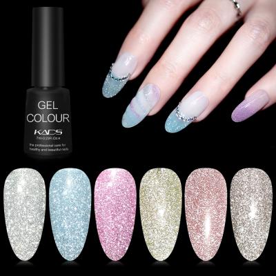 China Starlight Shiny in Dark KADS 6 Colors in Nail Art Design Gel Polish 7ml UV Reflective Glitter Nail Semi Permanent Dark Nail Varnish for sale