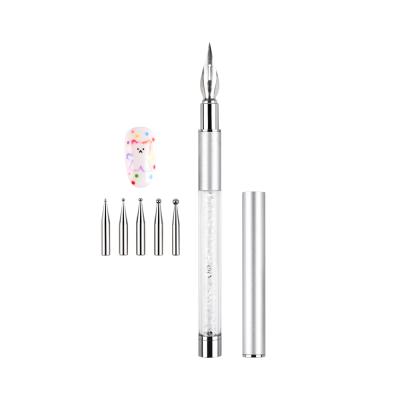 China NAIL Art Dotting Pen with 5 Point Heads Nail Rhinestone Picker Decorating Tool Nail Dotting Pen for sale