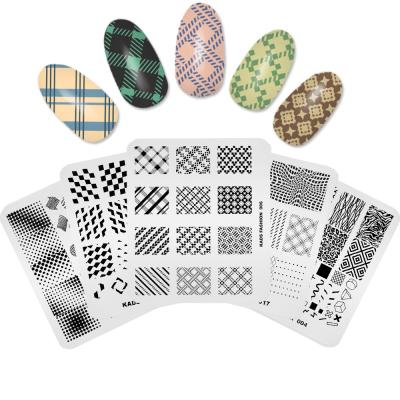 China Fashionable KADS Nail Stamp Plates Geometry Lattice Pattern Design Stainless Steel Nail Stamping Plate for sale