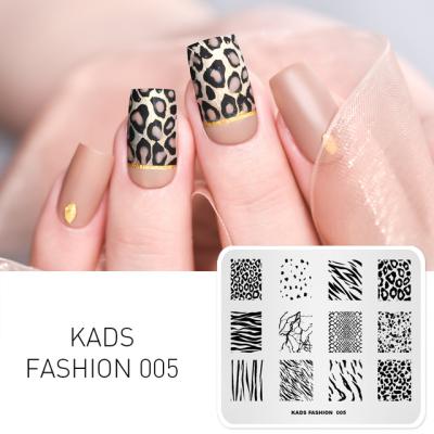 China 005 Fashionable KADS Fashion Nail Art Plates Stripe Leopard Print Image Stamping Nail Stamping Plate for sale