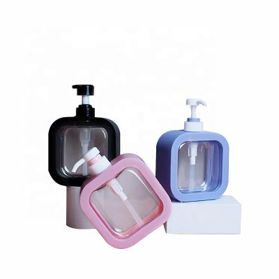 China 300ml 500ml Refillable Square Packaging Wholesale Skin Care Empty Plastic Bottle Pump Lotion Press Bottle for sale