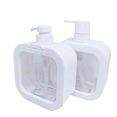 China Square Hand Bottle Hand Sanitizer Refillable Plastic Dispenser 500ml Shampoo Refillable Lotion Pump Bottle for sale