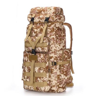 China Ourtdoor sports oxford cloth belt steel frame 75l large capacity mountaineering bag military outdoor rucksack camouflage rucksack for sale