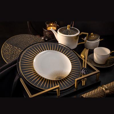 China Viable Wholesale Guangzhou Bone China Dinnerware Wedding Ceramic Serving Tray Dinner Set for sale