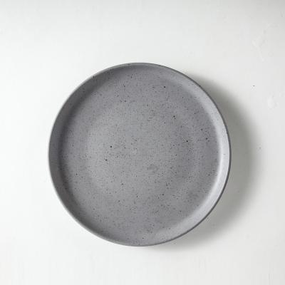 China Matte Gray Dishes Porcelain Gray Restaurant Sided Straight Viable Plate for sale