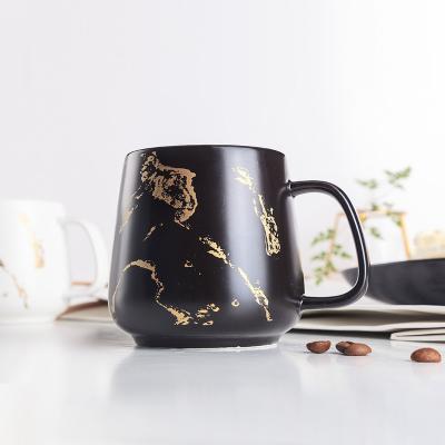 China Viable Custom White Marble Logo Print Eco-Friendly Porcelain Matte Gold Mug for sale