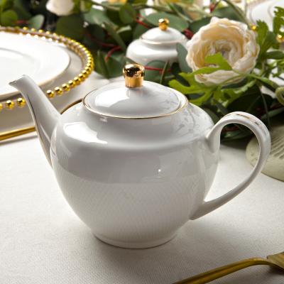 China China Viable Suppliers Wholesale Teaware White Gold Ceramic Teapot for sale