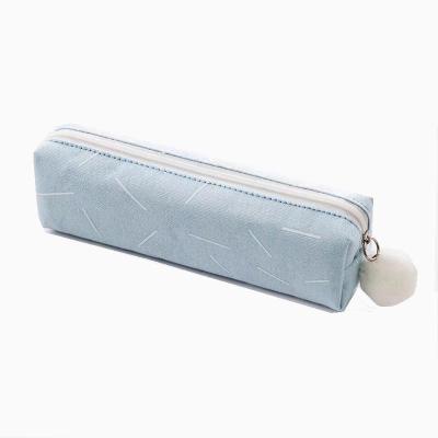 China Free time square hair ball pencil case Korean style primary and secondary school supplies creative pencil case stationery box for sale