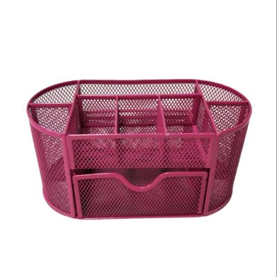 China Metal Multifunctional Office Mesh Storage Box Combination Nine-grid Color Pen Holder Box Simple File Storage for sale