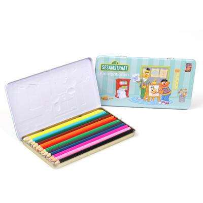 China Promotional School 7 Inch 12pcs Color Pencil Set With Tin Box for sale