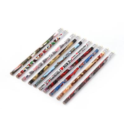 China Cheap Souvenir Wholesale Customized Souvenir HB Full Printing Wooden Pencil With Eraser for sale