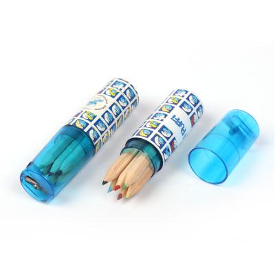 China Promotional Customized School Logo 3.5 Inch 6pcs Color Pencil Set In Plastic Tube For Kids for sale