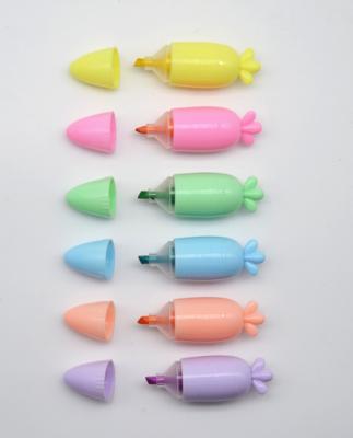 China Promotional Markers & Promotional Cute Carrot Shaped Mini Highlighter Bars Pen for sale