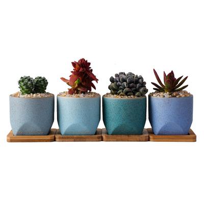 China Nordic Ceramic Flower Pot Not Easily Deformed Marbled Succulent Flower Pot With Tray Desktop Decoration for sale