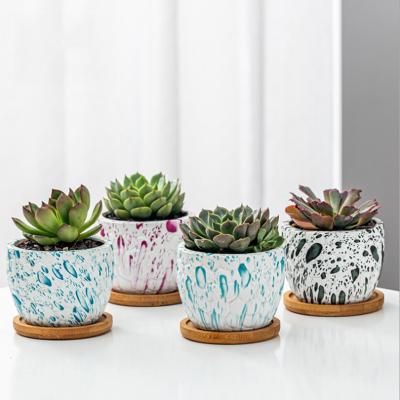 China Not Easily Deformed Indoor Pots Marble Ceramic Flower Potted Plant Stand 3 Pcs Set Modern Style Ceramic Vase For Home Decor for sale