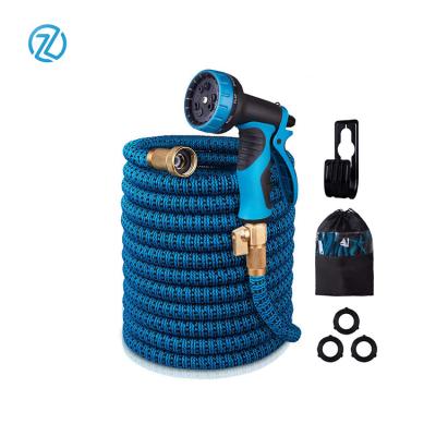 China Zinc Alloy Adjustable Garden Hose 3750D Superior Lightweight Cloth 9 Models Water Hose With Double Latex Core Hose for sale