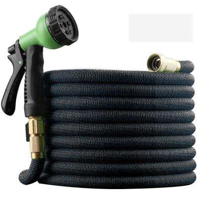 China Adjustable Black Durable Expandable Flexible Garden Hose Spray Nozzle Water Hose Set 3/4 Brass Fittings Retractable Hoses for sale