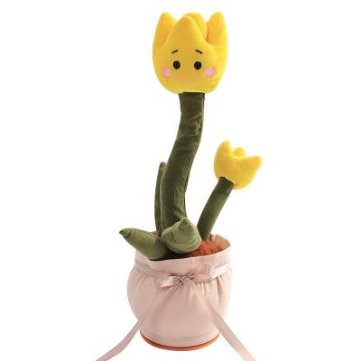 China Hot Selling Plush Toy Singing and Dancing Repeating Flower Tulips for sale