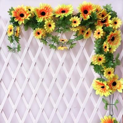 China Beautiful Colorful Valentine's Day  Home Party Decoration Artificial Silk Vine Sunflower Simulation Wall Hanging Basket for sale