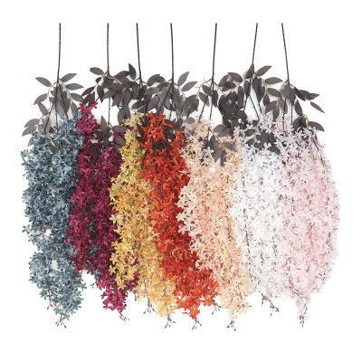 China Beautiful Colorful Wholesale Colorful Silk Artificial Wisteria Flower Hanging Vine for Wedding Party Home Garden for sale