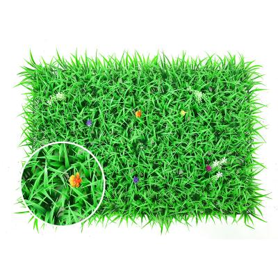 China Outdoor Indoor Decoration Backdrop Artificial Wall Grass Roll Flame Resistant Grass Wall Decor With Flower for sale