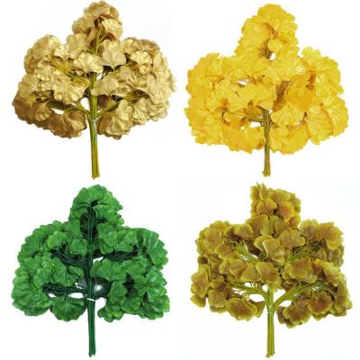 China Beautiful Colorful High quality real touch colorful Artificial silk ginkgo tree leaves branches for home for sale