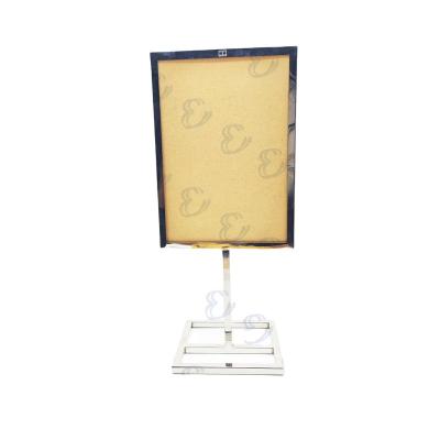 China Modern Design Eco-friendly Table Stand Metal Rack Desktop Menu Price Square Lead Industry Acrylic Retail Sign Holder for sale